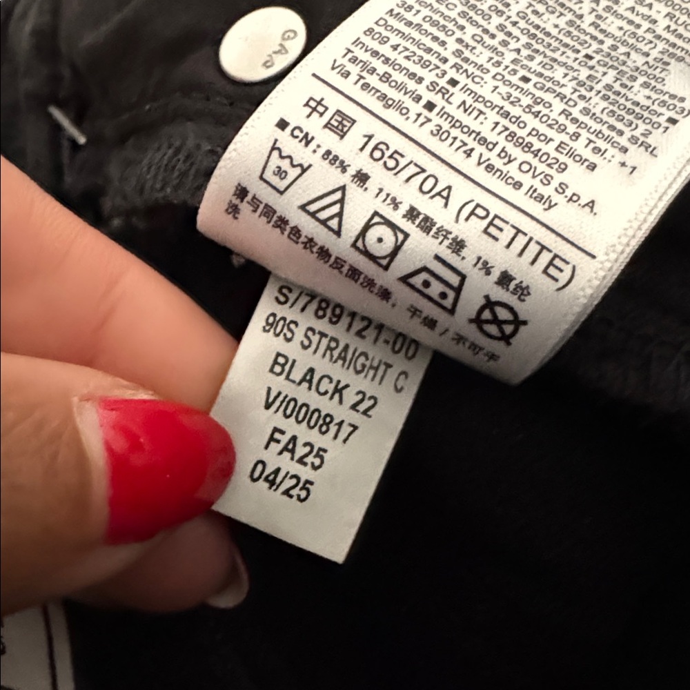 GAP Washed Black Denim 90’s Straight Cropped High Rise Jeans Size 27/4 PETITE - Picture 8 of 9